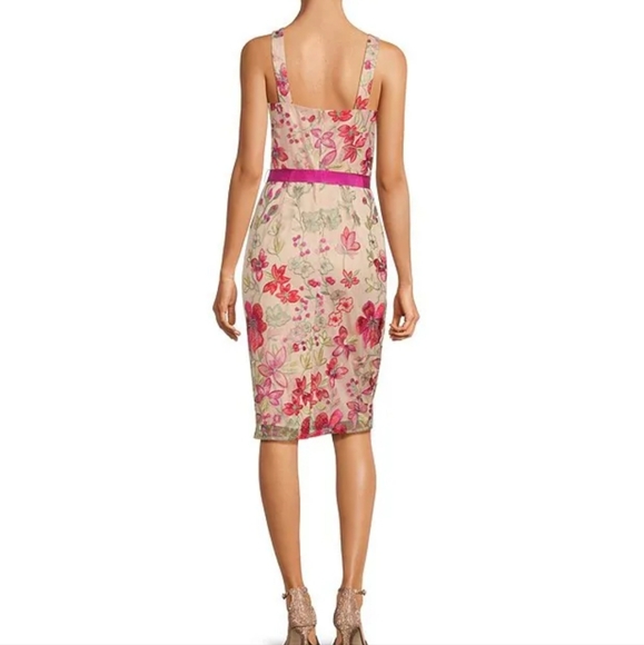 Eliza J Floral Embroidered V Neckline Sleeveless Sheath Dress - Picture 3 of 8